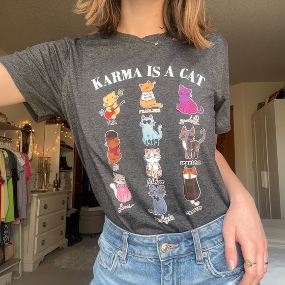 taylor swift karma is a cat grey eras tour t-shirt - Picture 2 of 11
